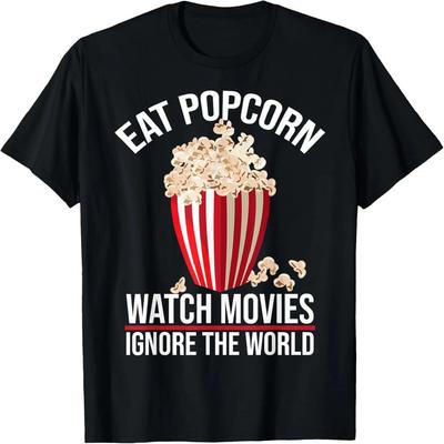 Funny Popcorn Art For Men Women Movie & Film Popcorn Lover T-Shirt