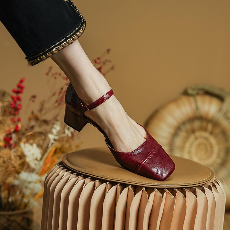 Fashion 2024 New Summer Sandals Cover Toe Sandals for Women Square Toe High Heel Sandals Gladiator Shoes Simplicity Ladies Shoes