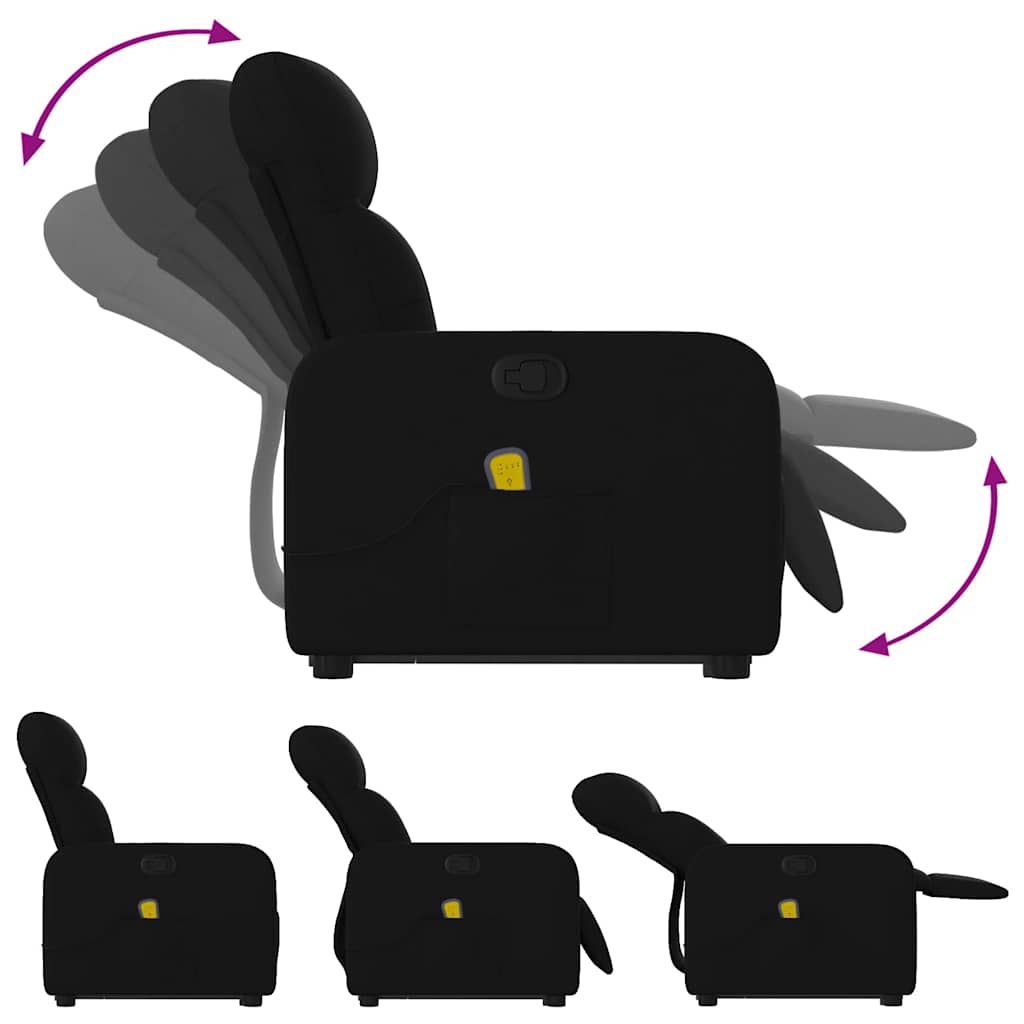 Massage Recliner with Rising Aid Black Fabric