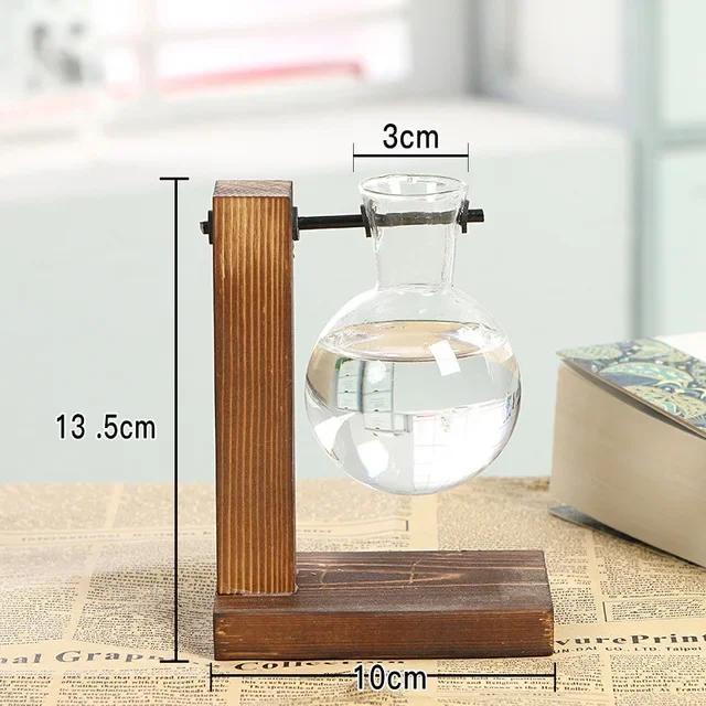 Creative Hydroponic Plant Bonsai Wooden Frame Glass Vase Modern Living Room Desktop Decorations Flower Pots