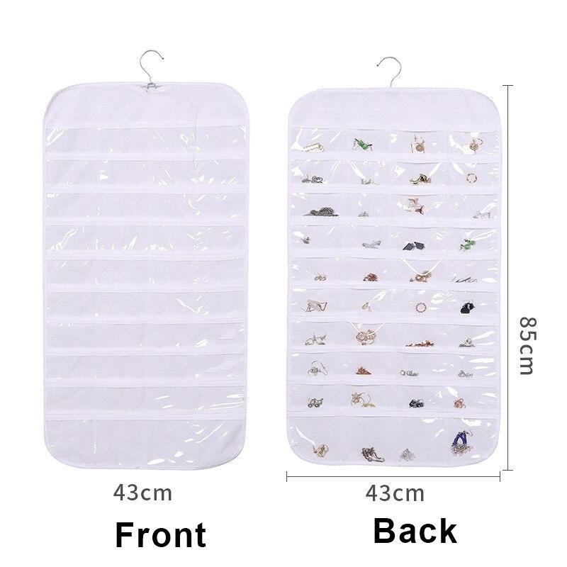 

1pc Multiple Pockets Hanging Women Jewelry Organizer, Earrings Necklace Bracelet Ring Accessories Display Storage Bag белый