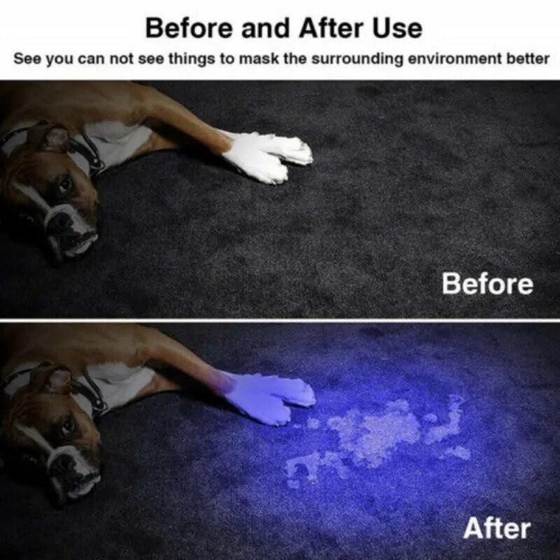 365nm UV Flashlight USB Rechargeable Mini Ultraviolet LED Torch Waterproof Ultra Violet Lights Pet Urine Scorpions Detector Lamp