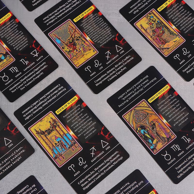 Yeni Başlayanlar İçin Üzerlerinde Anlamları Olan Tarot Kartları 78 Adet-Kart Cep Boyutu Tarot Öğrenme Destesi Falcılık Oyunu Masa Oyunu