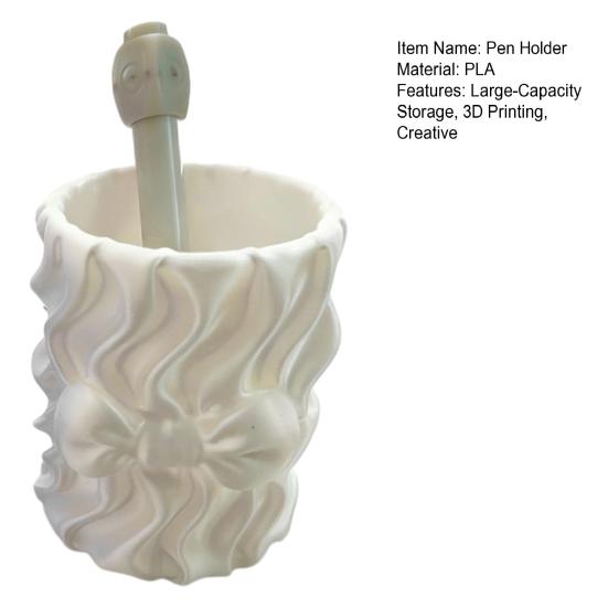 huaqianguhh Silk Texture Pen Holder, 3D Printed Desk Organizer for Brushes Stationery And Makeup Brushes, Ribbon Design Large Capacity Pencil