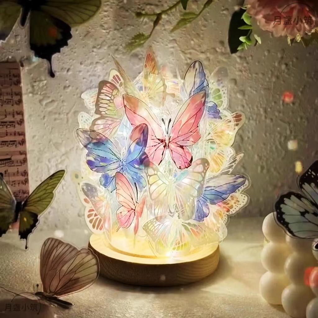Butterfly Shape Night Light Handmade DIY Material Pack Ambient Light Bedroom Valentine's Day Gift Children's Toy Room Decoration