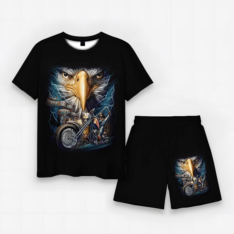 2023 Summer Men's New Horror Skull 3D Printing Fun Simple Sports Fashion Casual Set Short Sleeve+Shorts Large Asian Size XXS-6XL