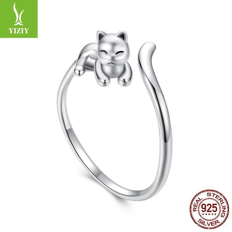 Cross-Border Special Cat Open Ring Female Niche Design S925 Sterling Silver Animal Ring