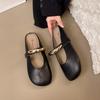 Metal buckle spring and summer new 2025 half-drag single shoes women's bag head French lazy flat bottom one pedal Mary Jane sandals