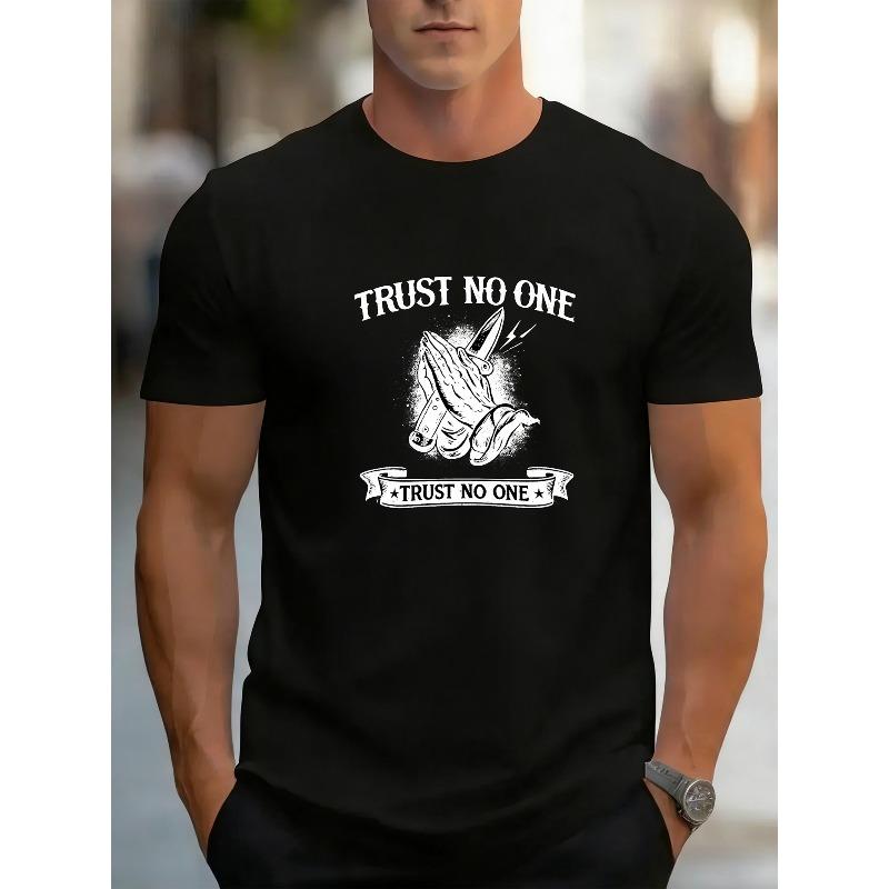 

Европейский размер TRUST NO ONE Принт с жестом молитвы | Повседневная и модная мужская футболка, Круглый вырез, Классический крой, Для всесезонной носки S чёрный
