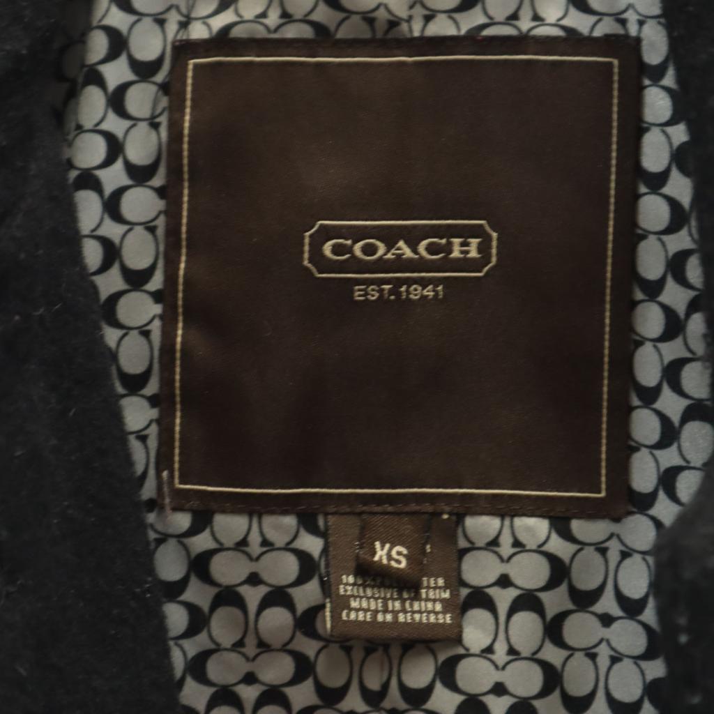 Coach Melton Edelstahl Kragenmantel XS schwarz Damen Gebraucht