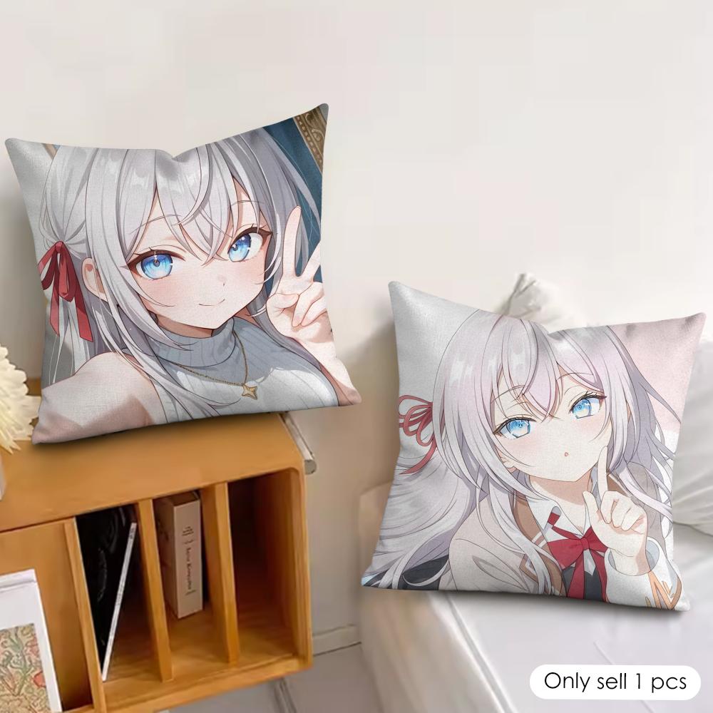 Kawaii A-Alya Feelings In Russian Cushion Cover Silky Short Plush Invisible Zipper Dustproof Sofa Pillow Case For Home Decor
