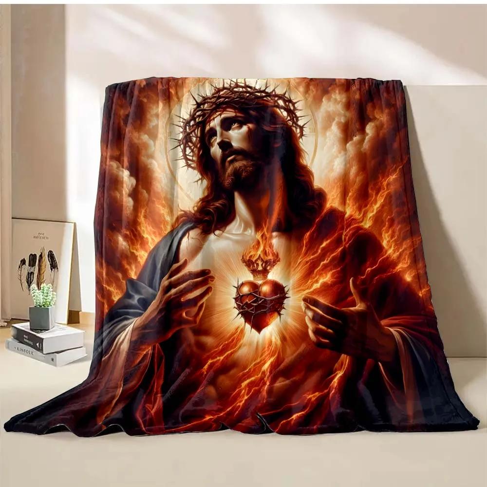 1PC God Jesus Believer Pray Printed Blanket Soft and Comfortable Home Travel Blanket Adult and Child Warm Blanket Catholic