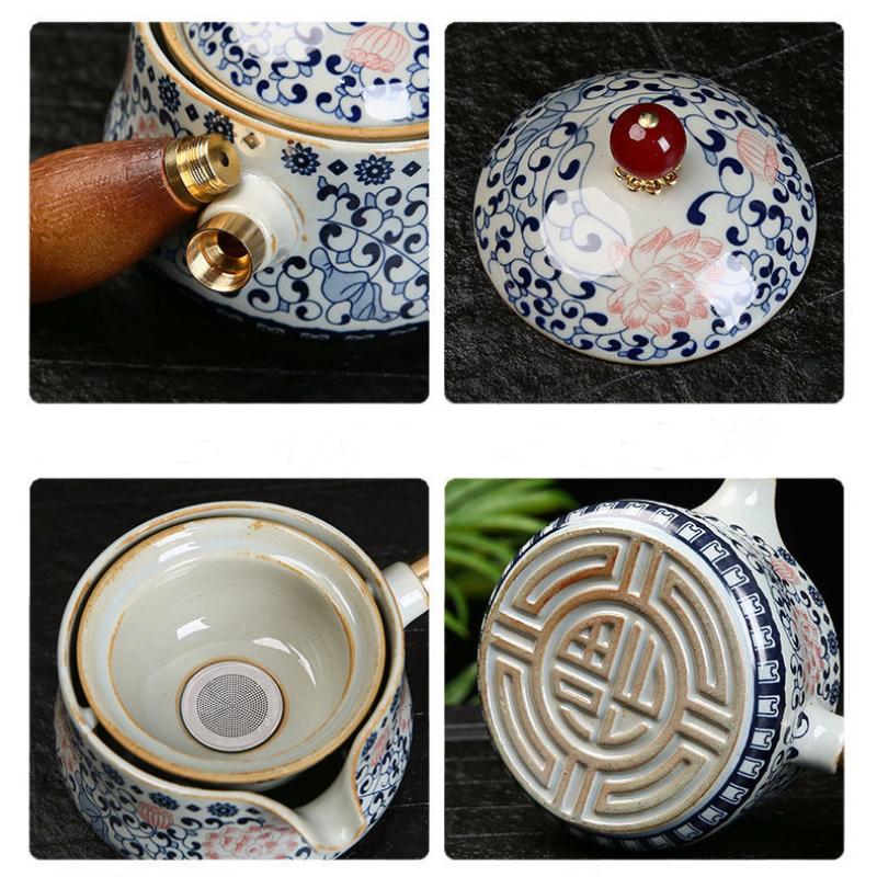 Čínský kung-fu čajový set Cestovní čajový set Keramický přenosný čajový set Čajová konvička Čajovar Infuser Šálek na čaj