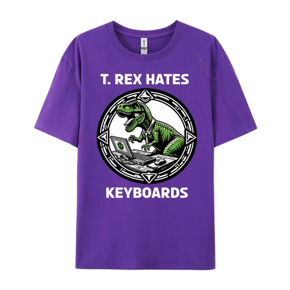 T Rex Hates Keyboards Computers Laptops Mens Designer Clothes Comfortable Luxury Designer Tops Tees Gothic Style