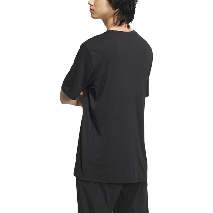 Adidas Contrast Chest Logo Crew Neck Basic Sports T-shirt Asia Sizing 'Black' JJ0621