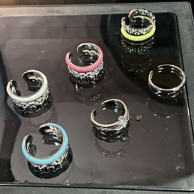 Cold Wind, Niche Design, Enamel Chain, Zircon, French Personality, Advanced Sense, Open Ring, Female