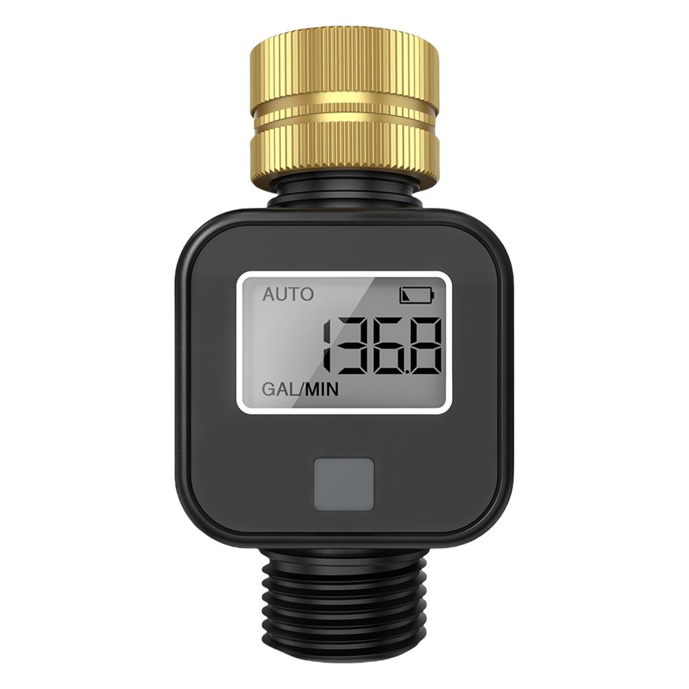 Water Consumption Test Meter IPX5 Waterproof Electronic Water Meter Sensor Brass Inlet Flow Rate Measure Tool for Outdoor Garden