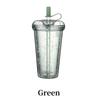 14.8oz Star Clear Tumbler With Straw Reusable Transparent Double-layer Water Bottle For Coffee Milk DIY Smoothie Cup Drink green