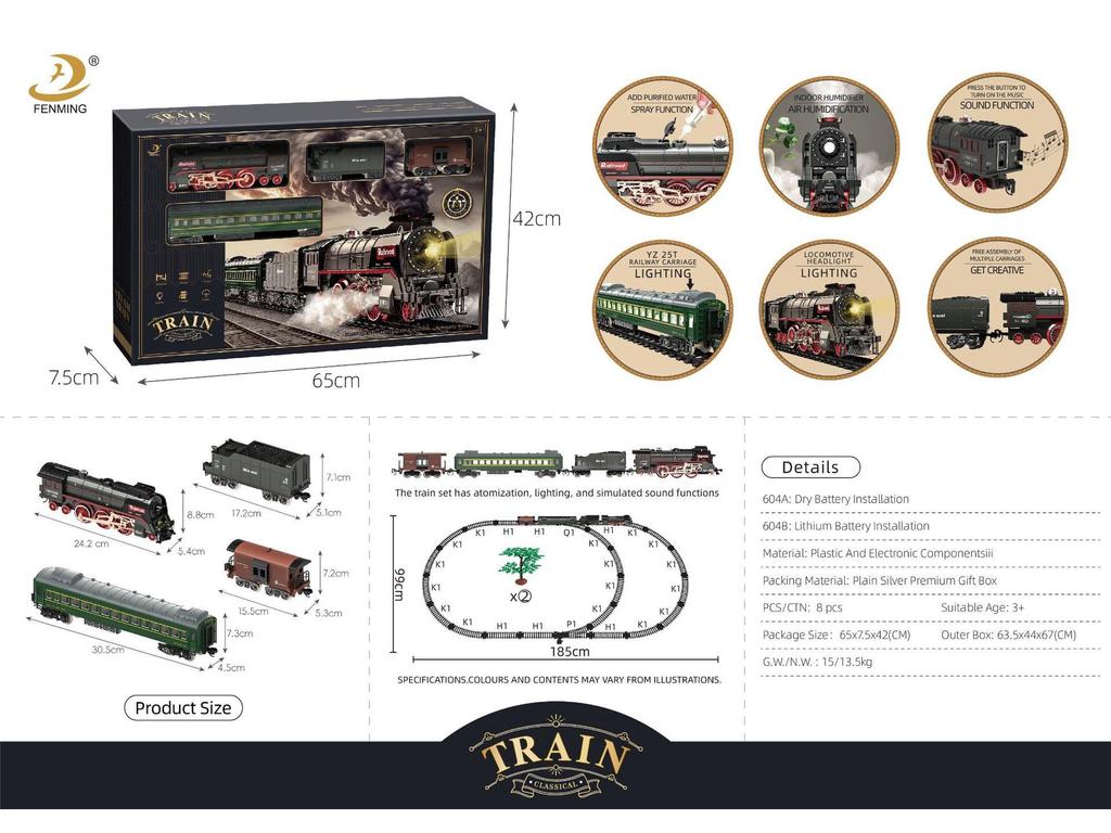 Retro Zestaw Torów Kolei Parowej - Elektryczna Zabawka dla Dzieci