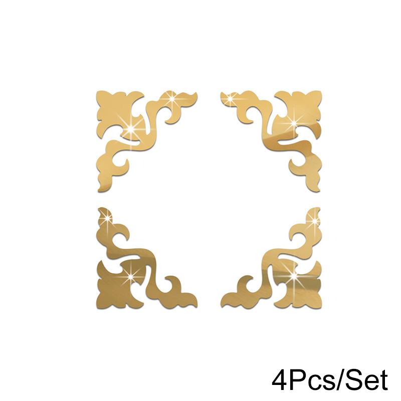 

4 шт./пакет наклейки на мебель 3D обои украшения дома акриловые DIY фрески шкаф золотые наклейки на стену для спальни зеркало гостиная