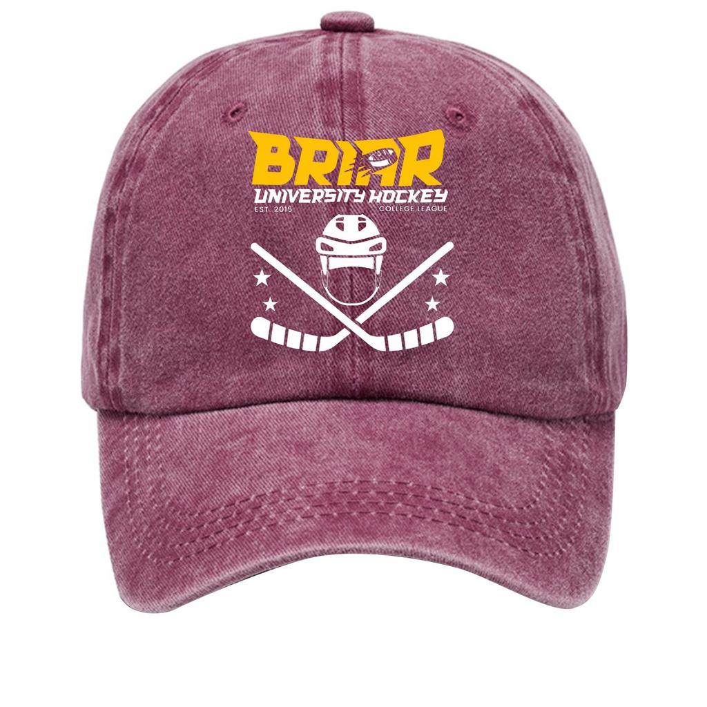 Washed Cotton Baseball Cap Vintage Soft Top Denim Hat Adjustable Strap Printed Design College League Sports Style Unstructured Fit