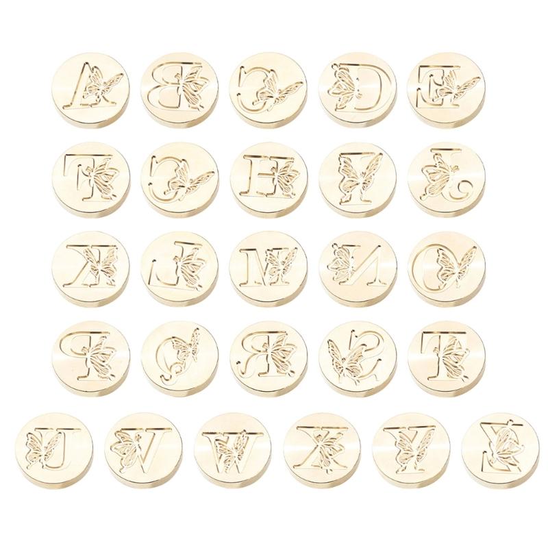 Butterfly Letter Pattern Wax Seal Stamp Head Metal Wax Stamp Head for Valentines Card Birthday Card Invitations Envelope