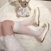 Ballet-Style Bow Mid-Calf Socks Women Summer Thin Hollow-Out Lace Slouch Socks