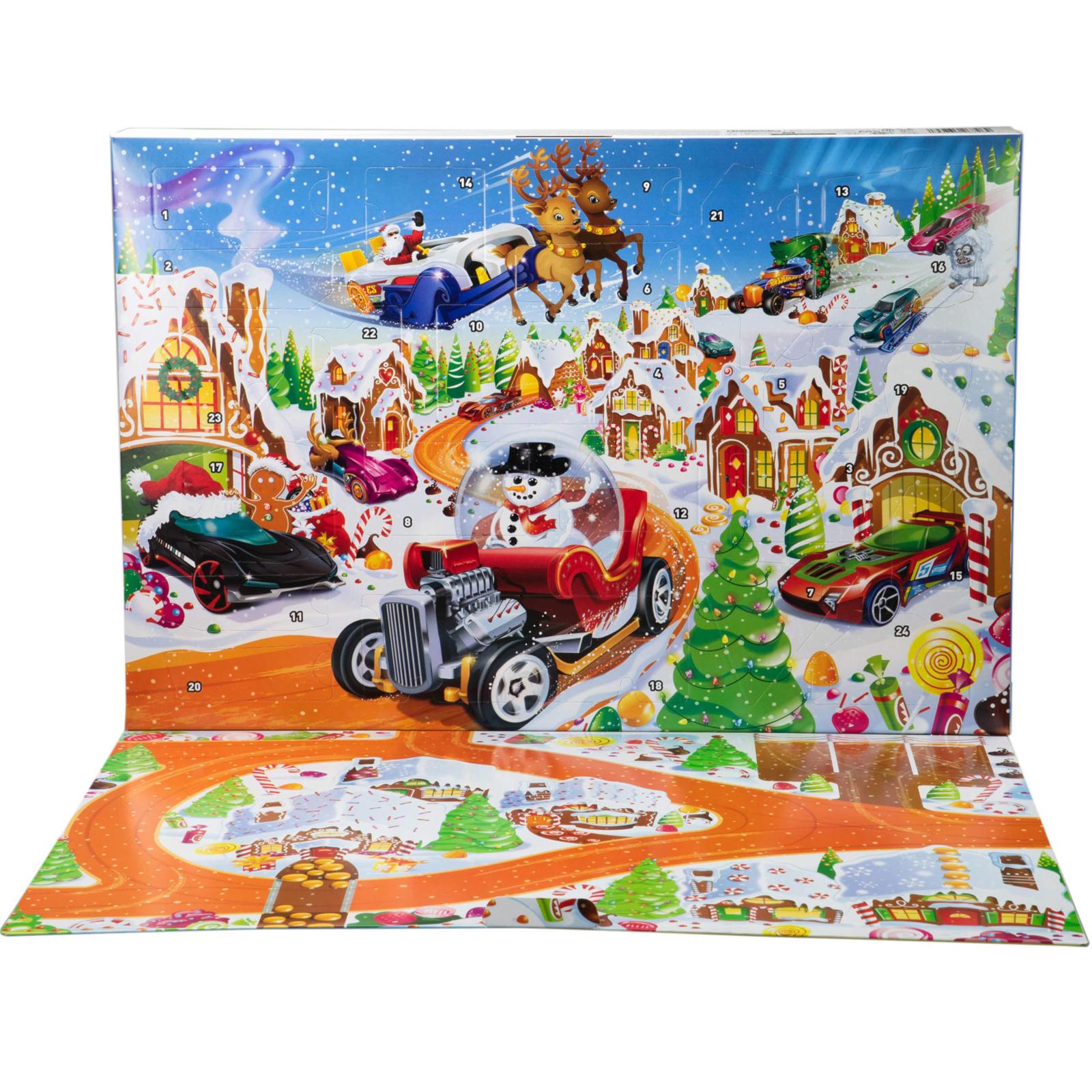 

Toy Cars And Playset, Advent Calendar With 10 1:64 Scale Cars, 10 Decorative Clips And 14 Winter-themed Accessories One Size