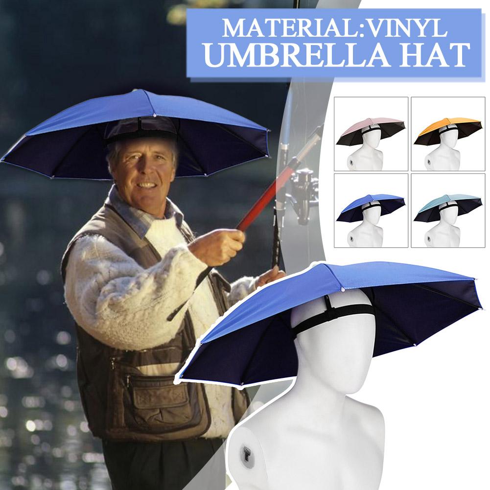 Outdoor Portable Umbrella Hat Sunscreen Waterproof Fishing Umbrella Universal Headwear Hats Sun Camping Beach Foldable Hats