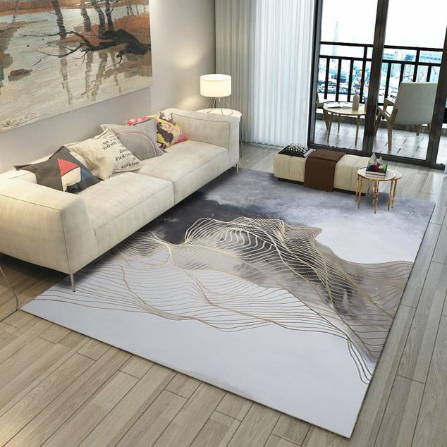 Crystal Velvet Persian Carpet Living Room Sofa Tea Table Non-slip Waterproof Floor Mat Bedroom Decoration