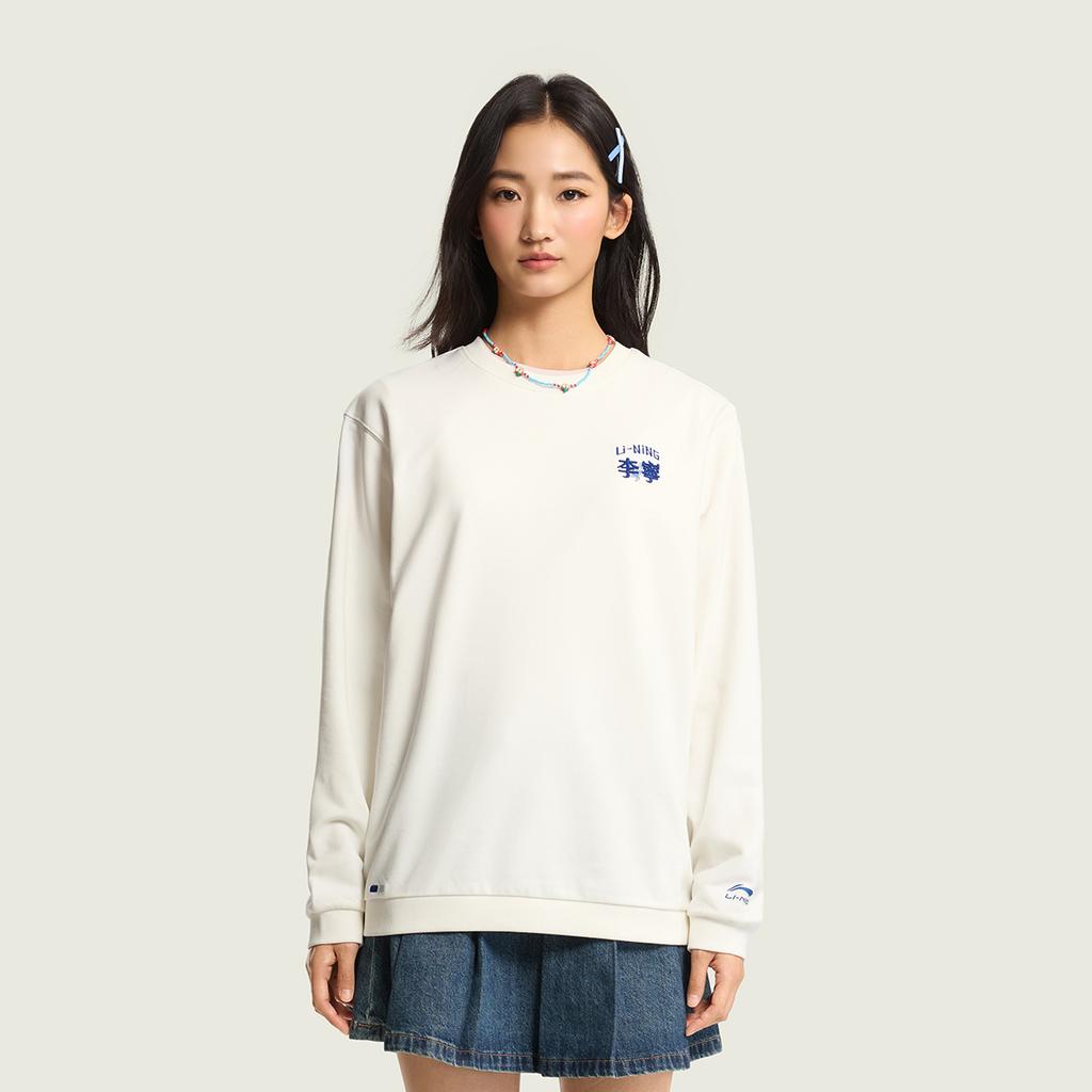 Li Ning Sport Lifestyle Serie Achterkant Letterprint Ronde Hals Ademend Veelzijdig Los Sweatshirt Unisex sweatshirt AWDW385-2