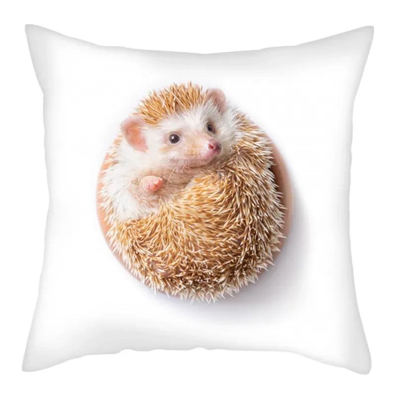 Kleintier Foto Kissenbezug Niedlicher Igel Kissenbezug Bedruckte Dekokissenhülle für Zuhause Sofa Dekorative Kissen
