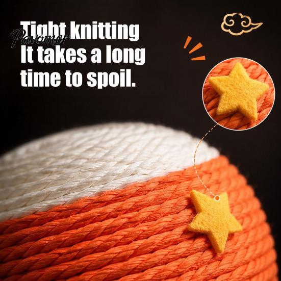 Kitten Hunting Training Ball Cat Scratching Ball, Drum Shaped Paper Rope Interactive Wear Resistant Pet Rolling for Indoor Cats To Scratch, Pat, Bite