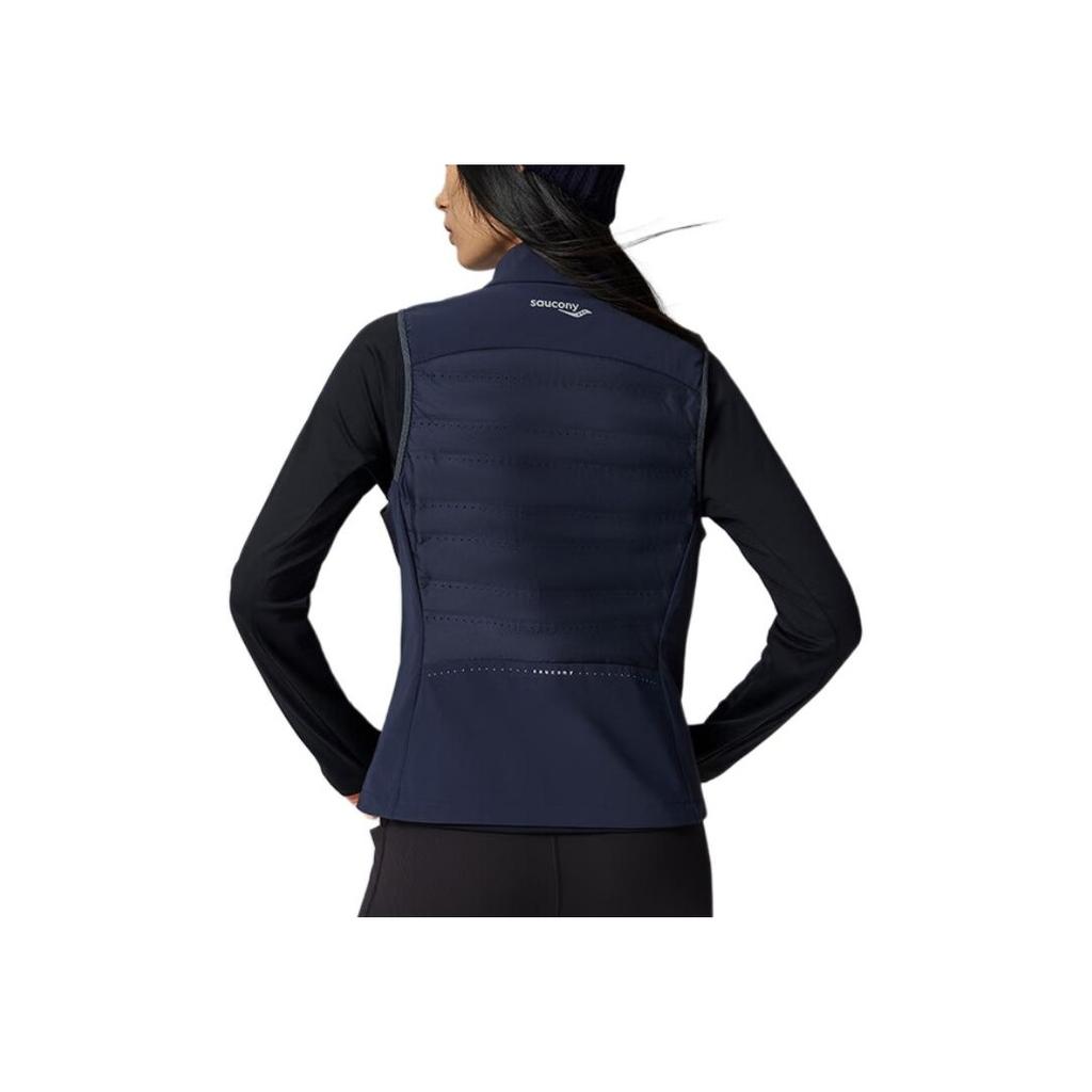 SAUCONY Stand Collar Loose Solid Color Vest Women Vests Obsidian-Blue SC1240030A-BL108