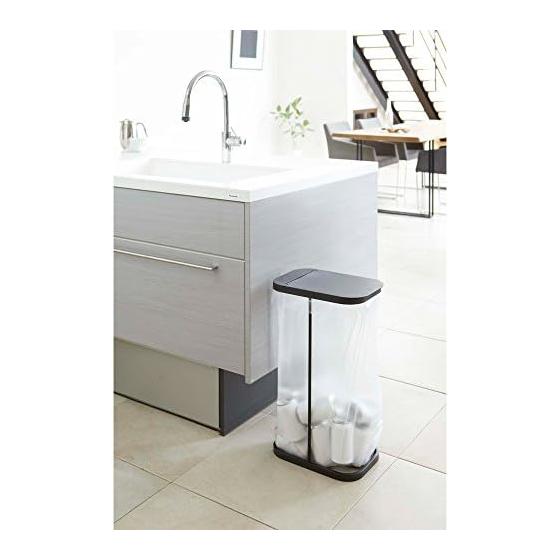 Yamazaki Jitsugyo (YAMAZAKI) Trash Can Set of 2 Garbage Bag Holder with Lid Separation Slim Kitchen Luce Black 7553 2SET