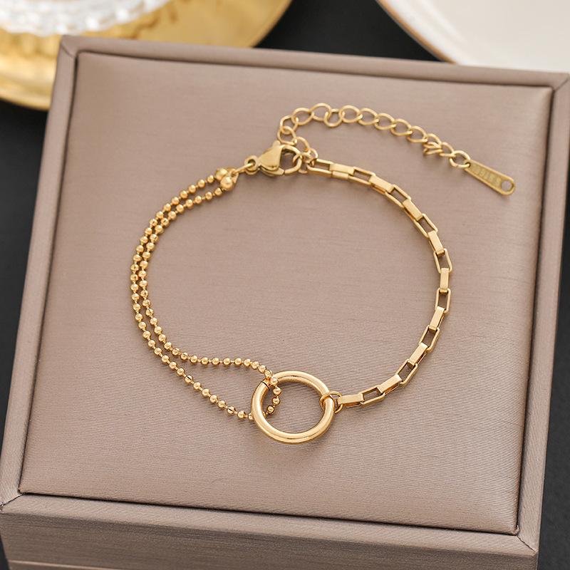 Meichen 18k Gold Non-Fading Titanium Steel Women's Fashion Bracelets - Simple, Versatile, Trendy European and American Style.