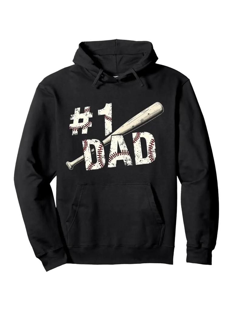 Baseball Dad Hoodie - #1 Dad Vintage Baseball Pullover Sweatshirt