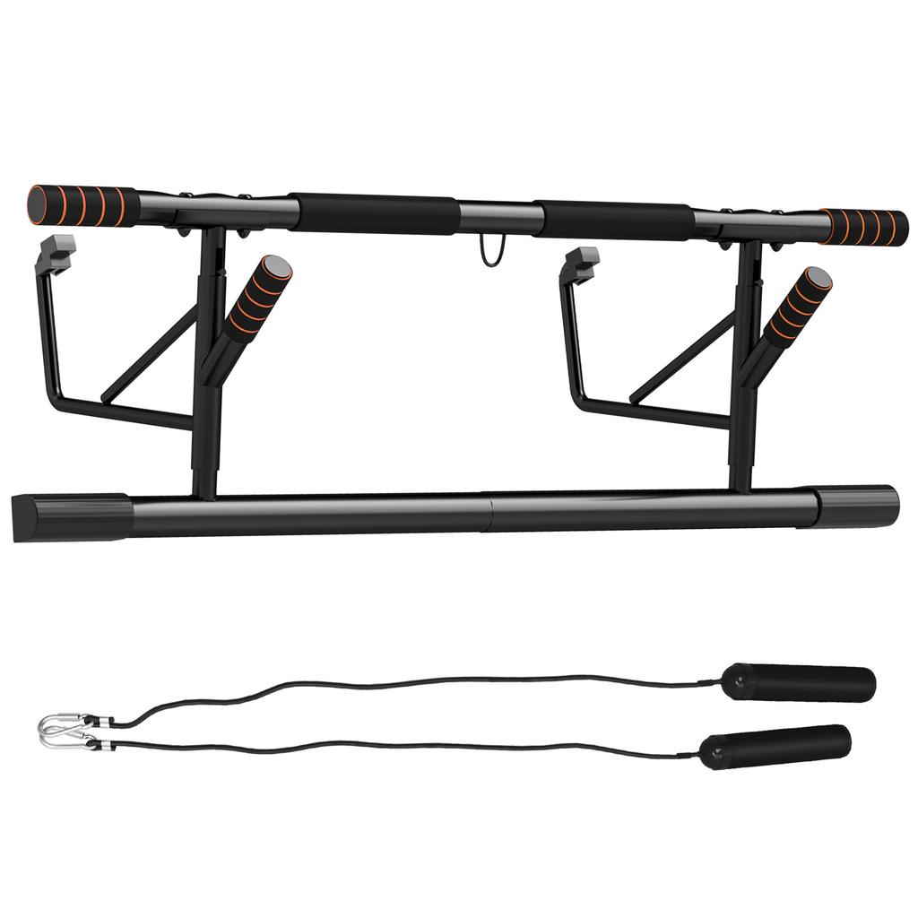 Pull-Up Bar Doorway Pull-Up Bar with Resistance Bands Padded Handles 100 X 43 X 27 Cm Black