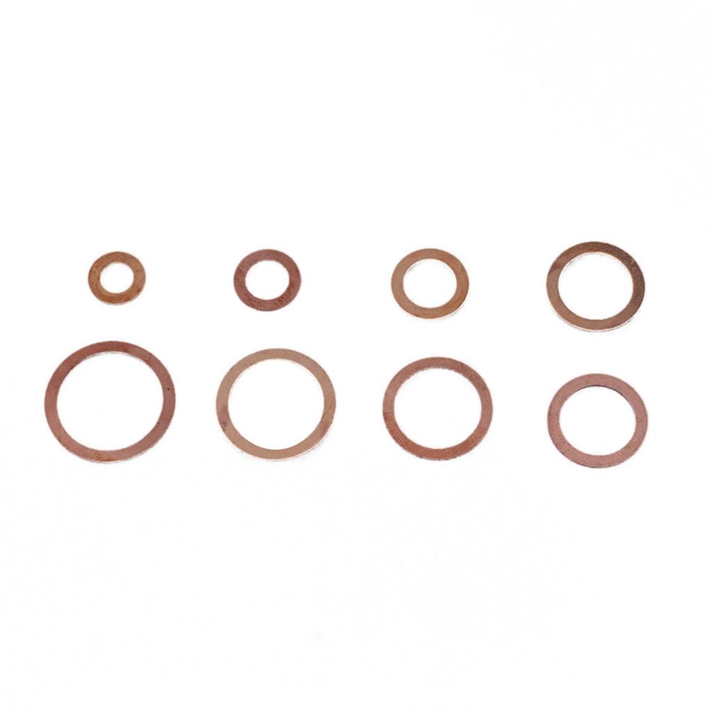 80pcs Solid Copper Sump Plug Assorted Washers Metal Kit Garage Engine Set with Box