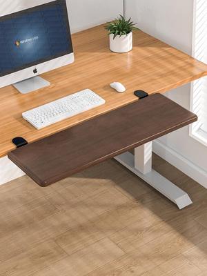 Foldable No-Drill Solid Wood Desktop Extension with Drawer Panel