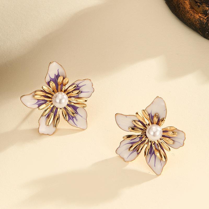 Flower Stud Earrings for Women Girl French Ins Vintage 2025  Korean Wedding Romantic Jewelry Gifts
