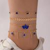 Light Luxury Jewelry, Blue Diamond-encrusted Multi-layer Anklet, Eye Fringe Multi-layer Foot Decoration