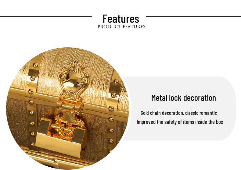 Korean Retro Pirate Treasure Chest Jewelry Box - Metal Craft Home Decor & Wedding Gift