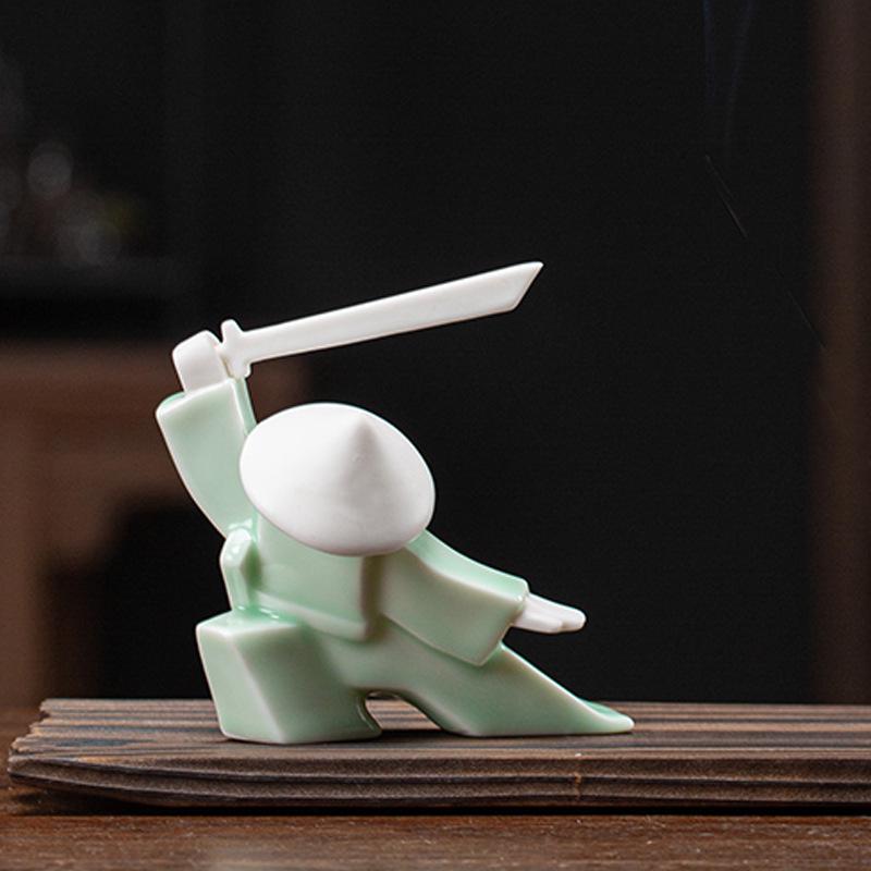 Samurai Knight Ceramic Incense Holder and Burner Ornament