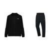 Li Ning Minimalist Breathable Comfortable Hooded Zip Long Sleeve Jacket Casual Sports Suit Unisex Suit Black AFDUC61-1+AKLT243-1
