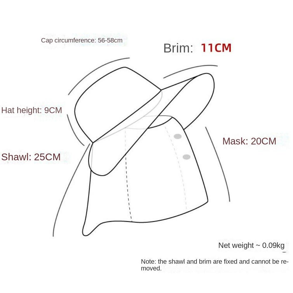 Wide Brim Agricultural Work Hat UV Protection Shawl Mask Women's Ponytail Hat  Outdoor Sports