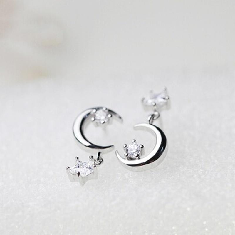 Brincos assimétricos da moda Brincos de gota de estrela e lua Presentes