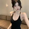 Thai Style V-Neck Sexy Halter Crop Top with Built-in Bra Pads for Women