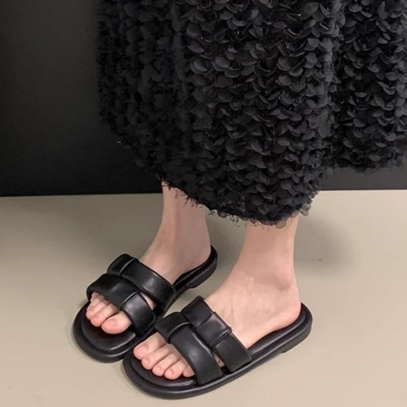 

Сандалии на плоской подошве женские летние новые круглые плетеные мягкие подошвы нескользящие износостойкие римские сандалии 40 чёрный