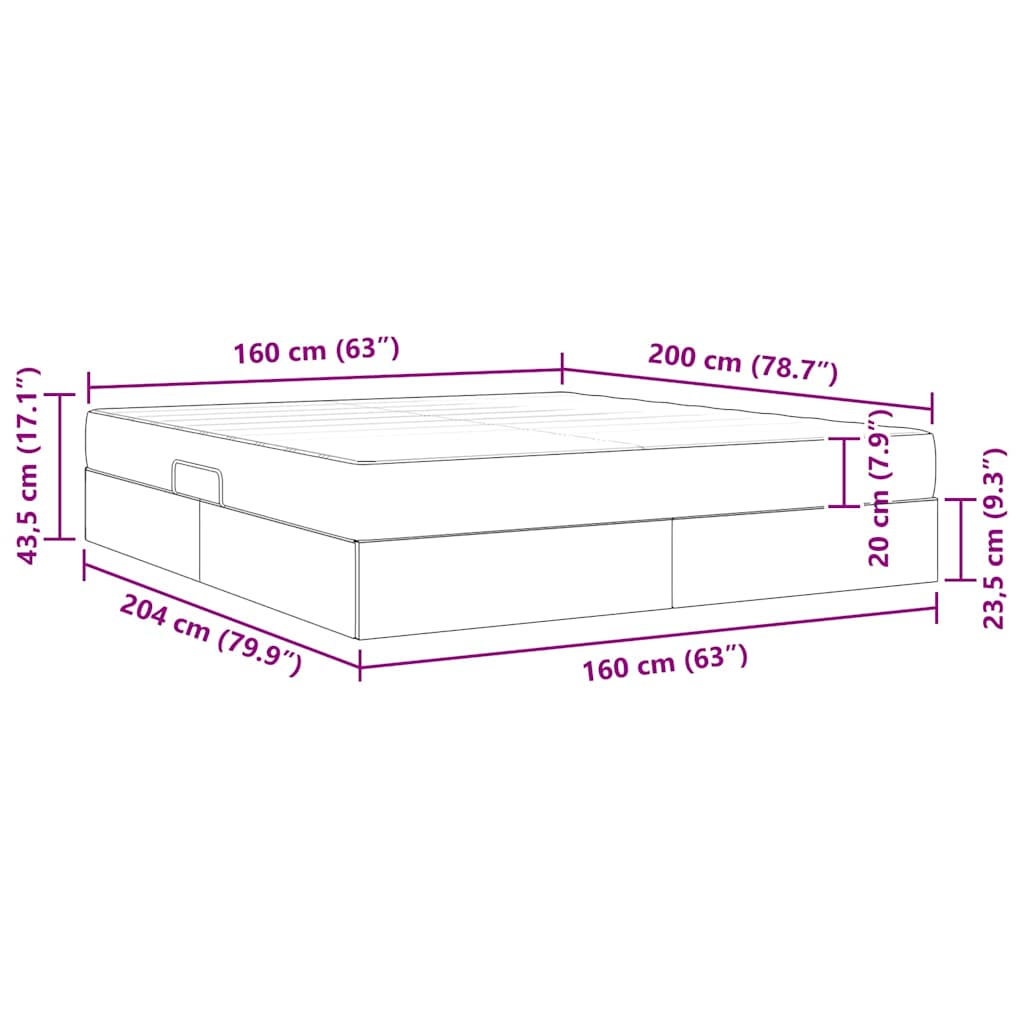 Storage Bed with Mattress Dark Grey 160 x 200 cm Velvet
